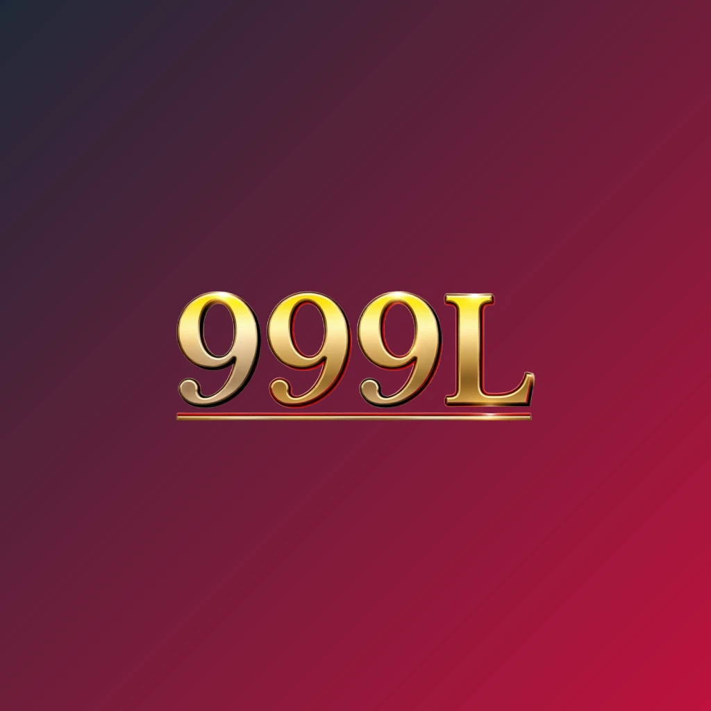 Logo kasino mewah untuk 999L yang menampilkan teks gradasi emas kaya dengan aksen merah dan hitam, cahaya elegan, serta gaya hiburan kelas atas dalam desain tanda kata persegi panjang horizontal dengan latar belakang transparan